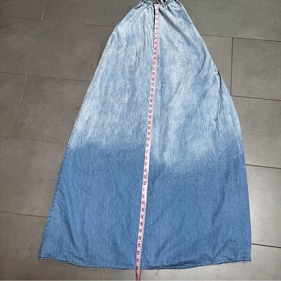 EASEL Long Chambray Halter Low Ombré Back Flowy Maxi Dress Size Medium - Picture 6 of 9